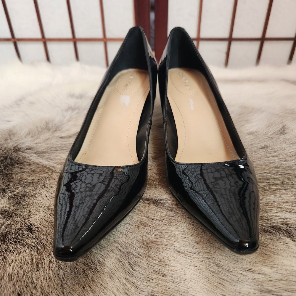 Calvin Klein "Dolly" Black Patent Heels Size 8M